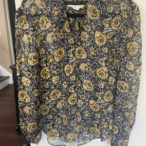 Veronica Beard - EUC - Size 6 - Blouse Black-yellow- white